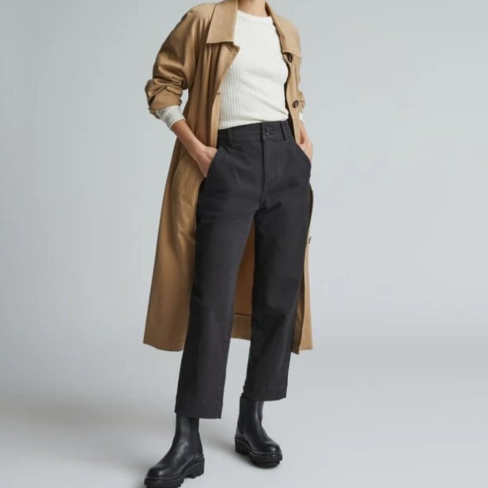 Everlane The Organic Straight-Leg Pant- Black- 0